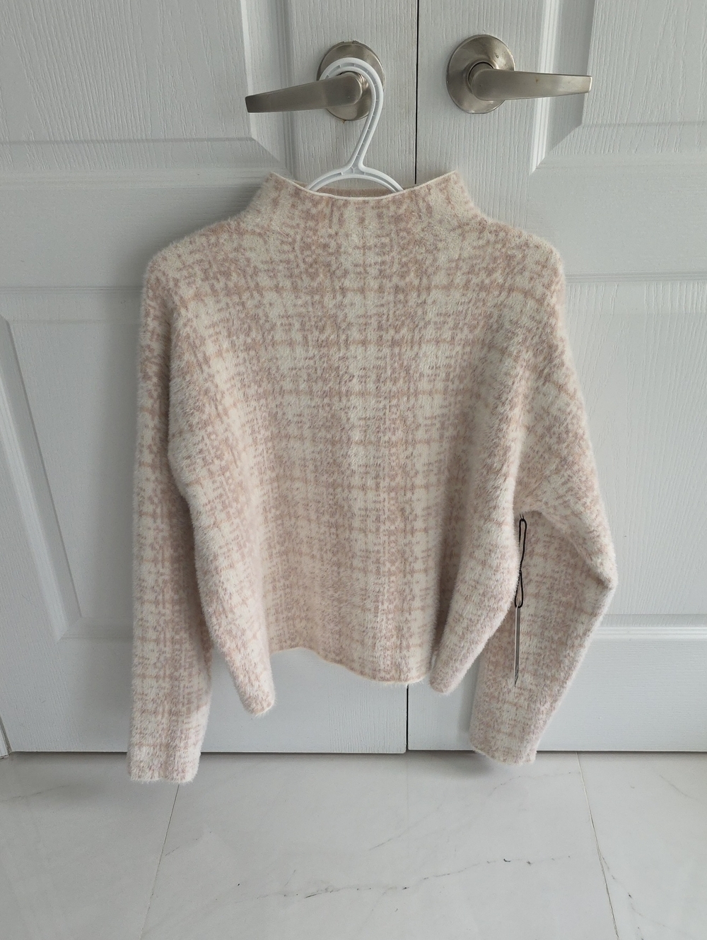 Nicole Miller Cream and Blush Mock Neck Sweater